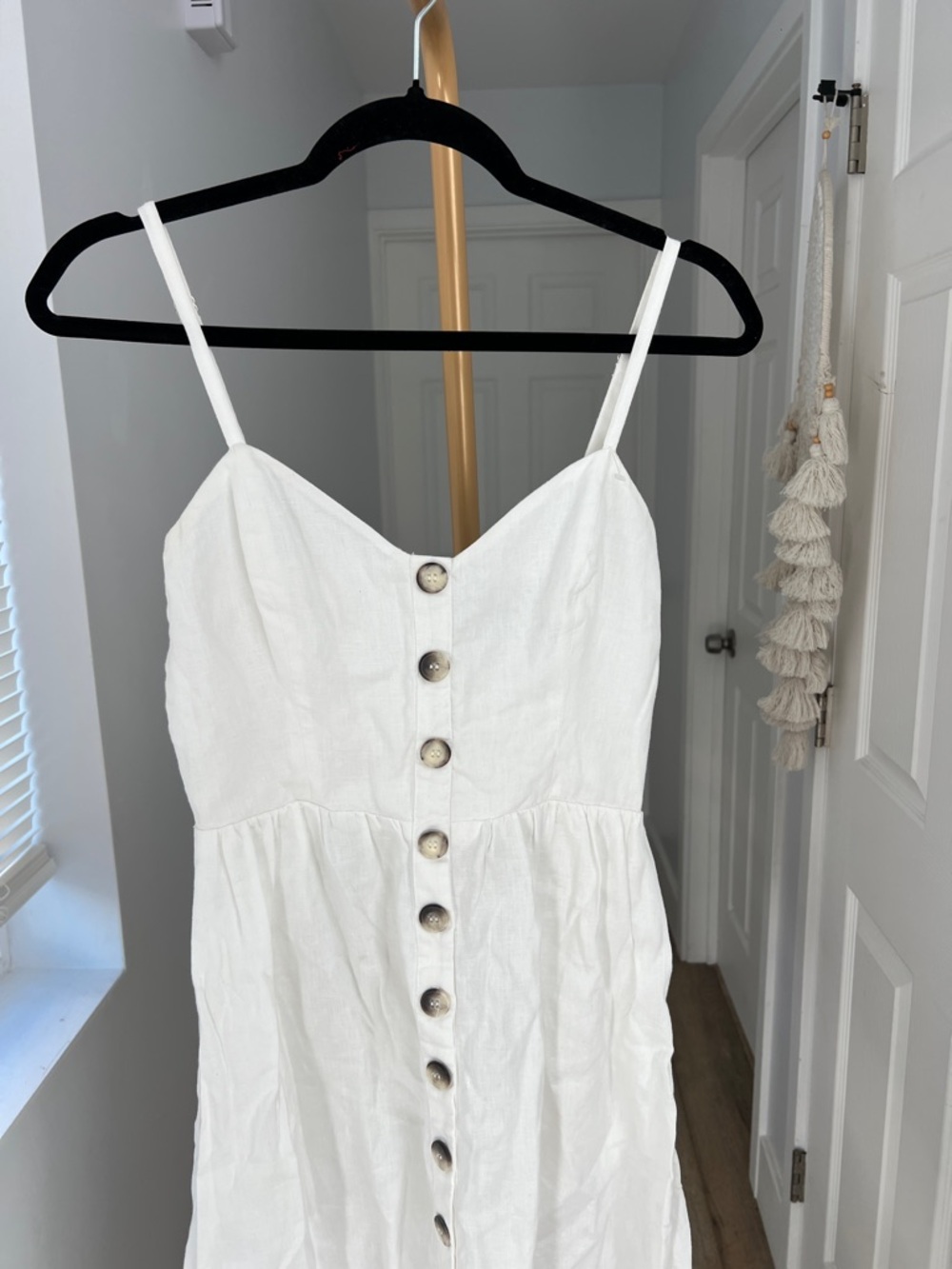 Reformation Thelma 100% Linen White Cami Button Down Midi Dress Pockets 4 $188 - Picture 6 of 9